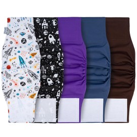 Pet Soft Dog Diapers Male Reusable, 5 Pack Belly Bands for Male Dogs, High Absorbing Washable Male Dog Warps for Doggie Puppy in Incontinence Excitable Training(Space, S)