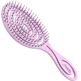 Ninabella Organic Detangle Hair Brush for Women, Men & Children - Does not Pull the Hair - Hair Straightening Brushes for Curly, Straight & Wet Hair - Unique Spiral Hairbrush - pink