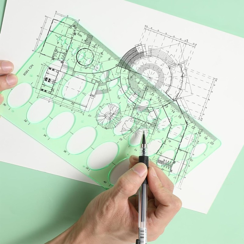 Ruler, Template, Circular Ruler, Design Ruler, Drafting Ruler, Set of