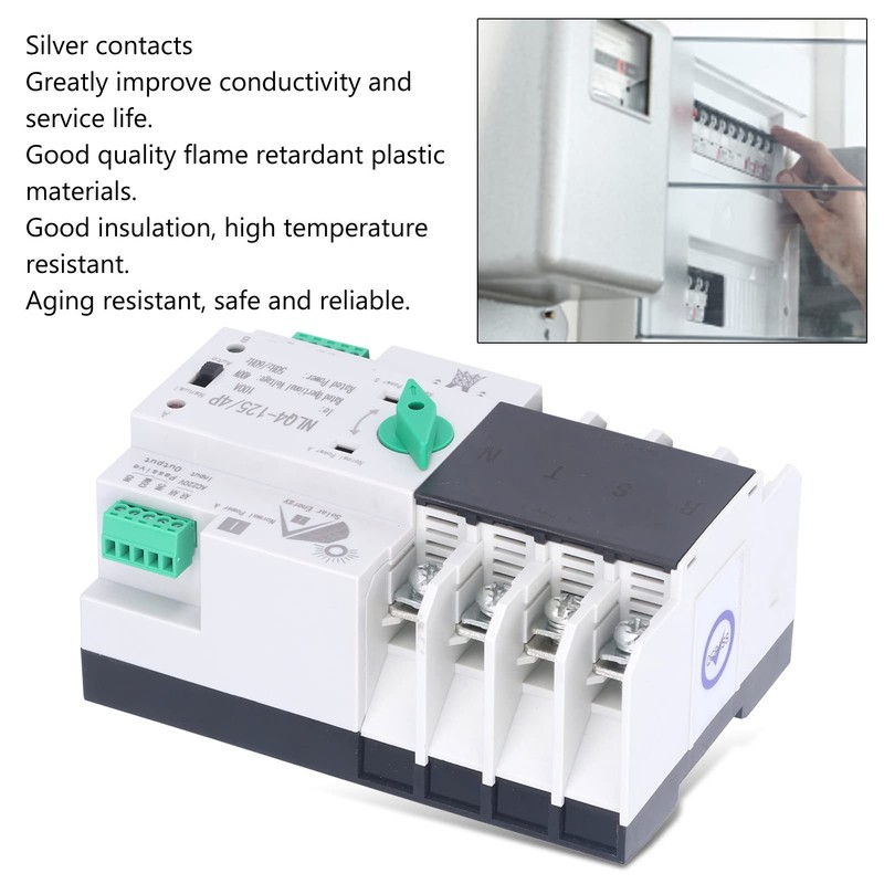 Walfront NLQ4125 4P Dual Power Automatic Transfer Switch 100A AC220V