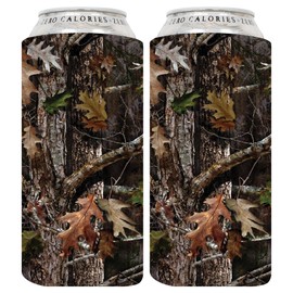 QualityPerfection Can Cooler Sleeves (2 Units) 16 oz Neoprene Blank Beer Coolers Thick Fabric Tall Beer Collapsible Drink Coolies, Thermocoolers 16 ounce Tall Boy Can Coolie (Camo Forest)