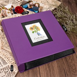 Photo Album 4x6 1000 Photos, Leather Cover Extra Large Capacity Wedding Family Graduation Baby Anniversary Vacation Birthday Christmas Holds 4x6 Pictures(Purple, 1000 Pockets)