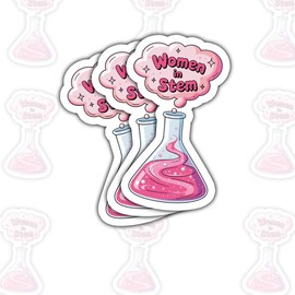 3 Pcs Women in STEM Chemistry Sticker – Empowering Female Scientist Design Vinyl Decal Waterproof for Laptop, Water Bottle, Notebook – Gift for Girls in Science, Teachers, STEM Advocates – 3 Inch