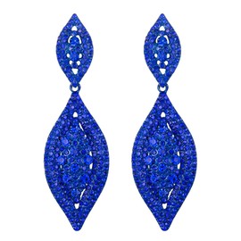 Flyonce Blue Rhinestone Earrings, Sparkly Crystal Wedding Bridal Drop Dangle Chandelier Earrings for Women