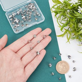 UNICRAFTALE 60pcs 3 Sizes Stainless Steel Peg Bails Pendant Pinch Charm Connector 0.7 mm Pin Pendant Bails Clasps for Semi-Drilled Beads Jewellery Making, Stainless Steel Colour