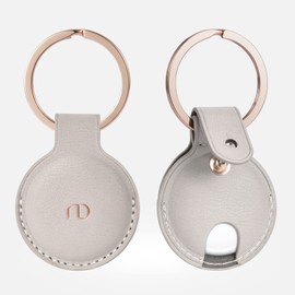 NEREIDES Compatible Airtag Key Finder Case, Air Tag Lost Prevention Case, PU Leather, Stylish (KHAKI)
