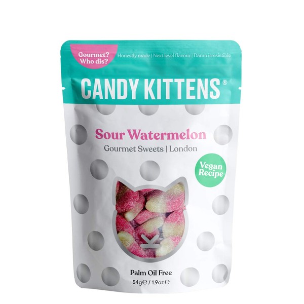 CANDY KITTENS New Flavor Vegan Gummy Candy 4.4oz (Sour Watermelon, 2 Pack)