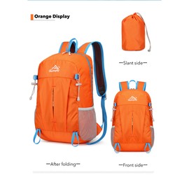 TURLAT Lightweight Packable Hiking Backpack for Men Women Waterproof Travel Daypacks Small Folding Day Pack with Tool Loops Camping Outdoor,Orange