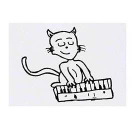 'Cat Playing Piano' Temporary Tattoo - Water Resistant, Skin-Safe, Non-Toxic Transfer (TO00038736)