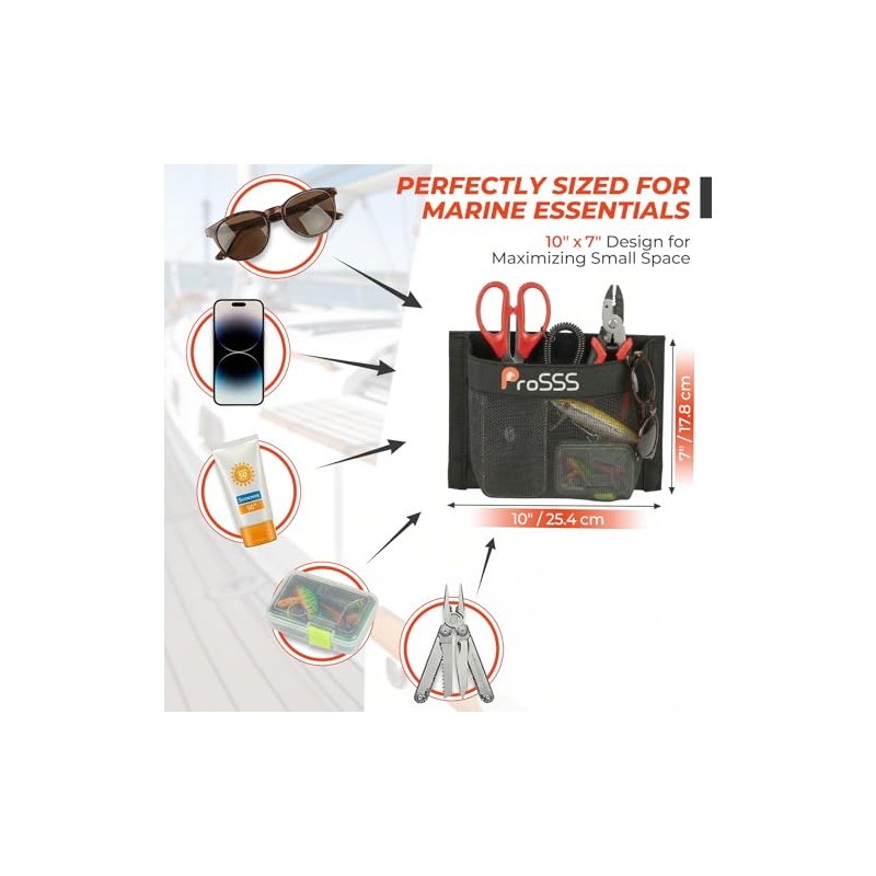 Self-Adhesive Storage Mesh Bag for Boats - Waterproof Organizer
