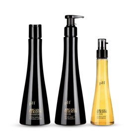 pH PURE HAIR Argan & Keratin Shampoo Hair Mask & Elixir Color Protecting - Hydrating Nourishing Formula for Deep Cleansing Heat Protection Soft & Silky Hair - Sulfate Free (8.45+8.45+3.38 Fl Oz)