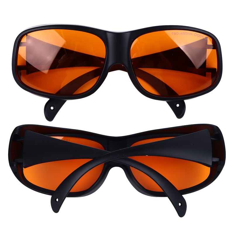 Safety Goggles 190 to 490nm Black Frame Orange Lens OD5