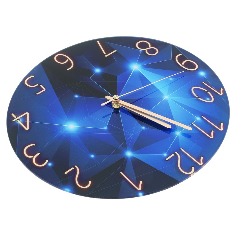 30cm Glass Blue Wall Clock for Living Room Decor Silent