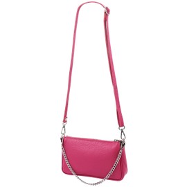 SH Leder Jennie G323 Genuine Leather Shoulder Bag Handbag Clutch Small Bag Evening Bag 23 x 13 cm, pink