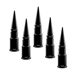 TRUE SPIKE 5 pc Black Spike Tire Air Valve Stem CAPS Cover in Heavy Gauge CNC Machined Billet Aluminum Short Compatible with Jeep CJ YJ TJ JK JL