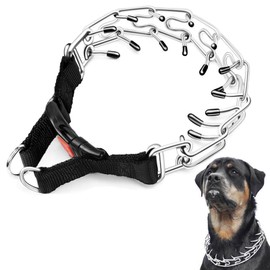 Dog Training Prong Pinch Collar with Quick Release Buckle, Adjustable Spike Collar No Pull Choker for Small Medium Large Dogs (S(17" Neck, 2.5mm))