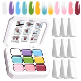 U-Shinein Gradient Painting Gel, 9 Colors Ombre Gel Nail Polish with 9Pcs Big Nail Sponges Sponging for Ombre Nails Aura Nails French Manicure Soak Off UV G