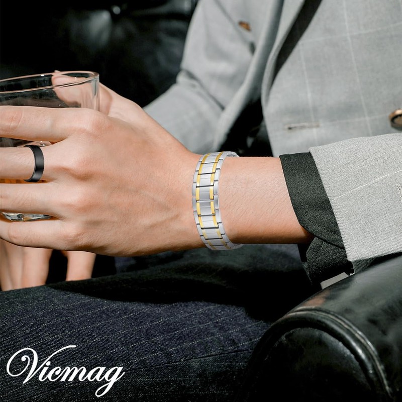 Vicmag 3X Magnetic Bracelet for Men Pure Titanium Bracelet 3500