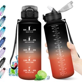 Water Bottle 1.5 L, Water Bottle with Time Marking, Sports Water Bottle with Straw, Leak-Proof, BPA-Free, Sports Water Bottle for Gym, Bike, Office, Outdoor, Adults, School, Yoga,