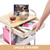 TOOLF 3-Tier Utility Rolling Cart with Wooden Board and Drawer,