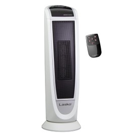 Lasko Oscillating Digital Ceramic Tower Heater for Home with Overheat Protection, Timer and Remote Control, 22.75 Inches, 1500W, White, 5165, Medium