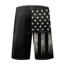FT FENTENG Mens Swim Trunks for Men, Patriotic Vintage Black American Flag Mens Board Shorts Swimwear Bathing Suit with Mesh Lining, Funny Hawaii Quick Dry Beach Shorts for Men Swimming Trunks, Large