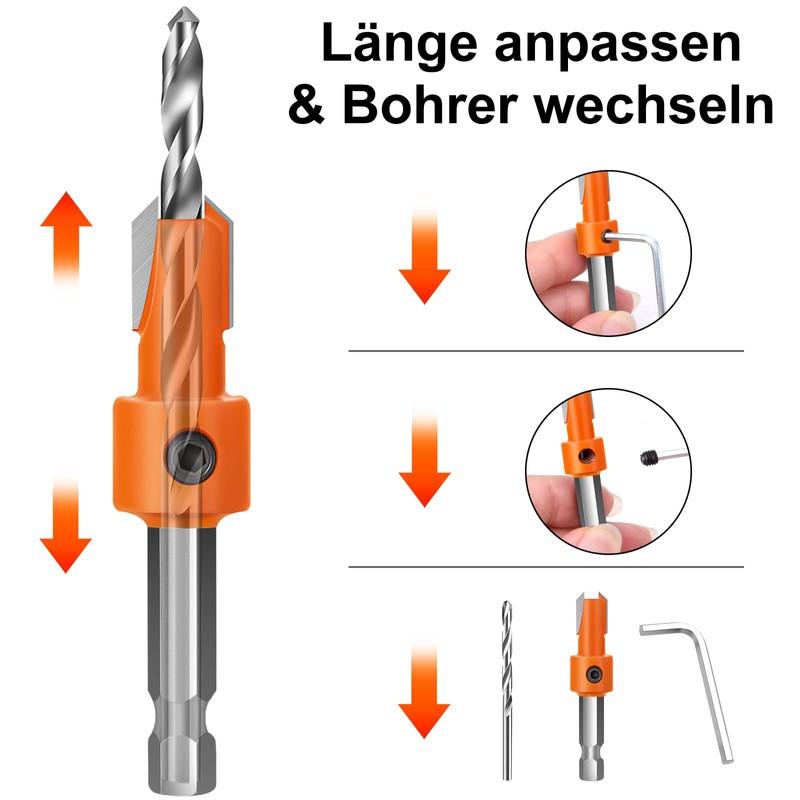 Countersink Drill Bit Set, Wood Drill, Countersunk Drill Bit for