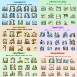 Ta Merry Vintage Adesivi Scrapbooking Stickers Set, Scrapbooking Accessories Adesivi Estetico 90 Pezzi Decorativi Accessori fai da te per Scrapbooking, Computer, Blocco Note, ecc (Manor Fence)