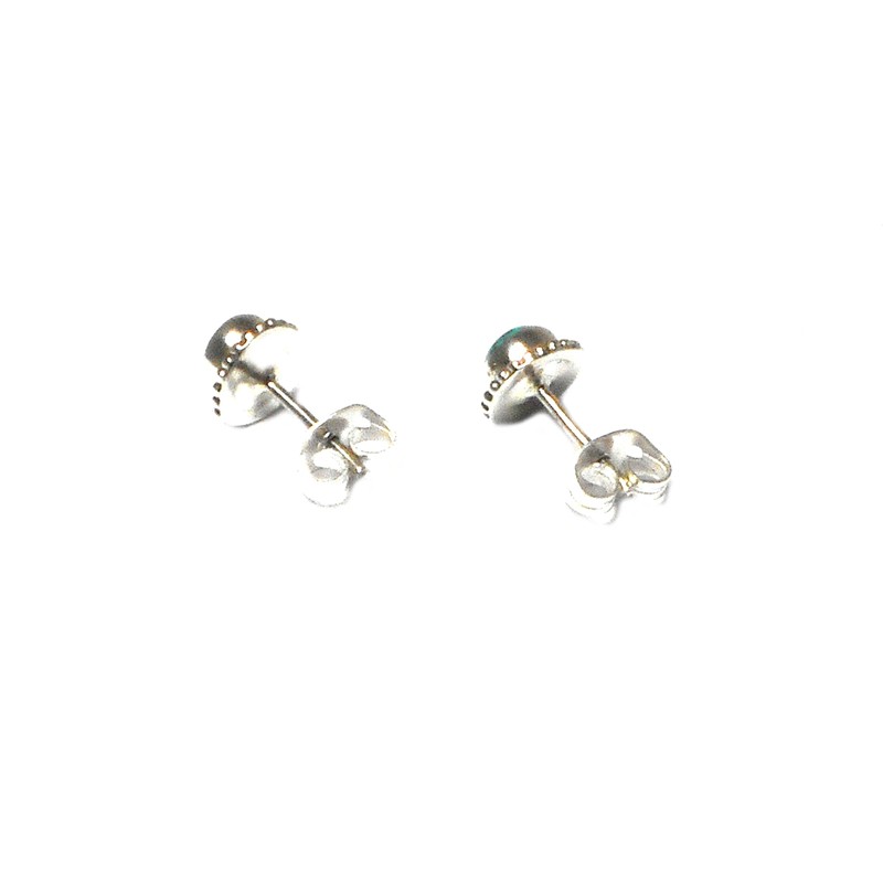 Turquoise Sterling Silver Round Stud Earrings 925 - (TQS0903162), Sterling