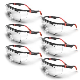 DEX FIT Safety Goggles SG210 OTG Clear Vision Anti-Fog Lens Heavy Duty Adjustable Non-Slip Temples UV Protection