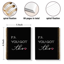 DSHFG Inspirational Black Journal Notebook Gifts for Women Employees, Motivational Black Journaling Notebooks Appreciation Gifts, Notebooks for Work Office Supplies, You Got This, 5.5x8.3