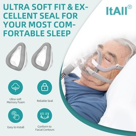 2PCs Updated Cushion (M) for Airtouch F20 with Memory Foam, F20 Cushion for Full Face, ItAll Supplies for CPAP Users (Medium)