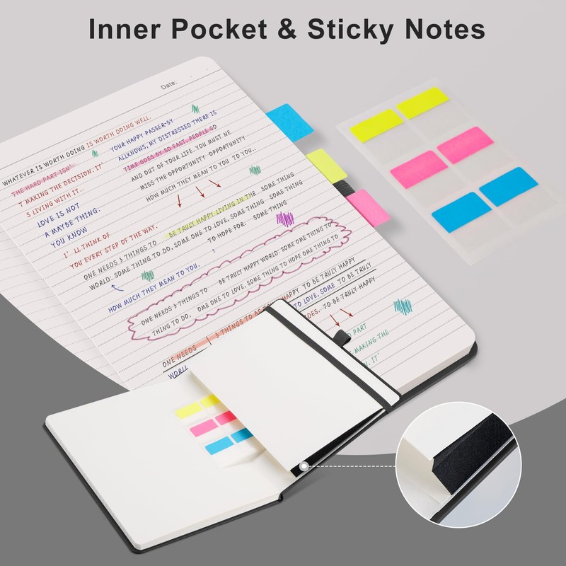EMSHOI A4 Notebook Lined - 100 GSM Hardcover Leather Journal
