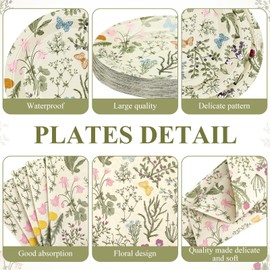 Funnymoom 61 Pcs Wildflower Party Decorations 7 Inch Floral Paper Plates, Napkins and Tablecloth Spring Summer Wild Floral Party Supplies For Birthday Baby Shower Tea Party(Classic Style)