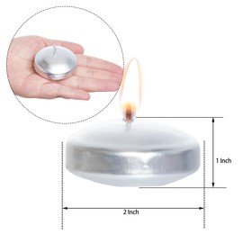 20 Pcs Floating Candles Centerpieces, 2 Inch Unscented Floating Candles Small Decoration for Valentine's Day (2 Inch, Silver)