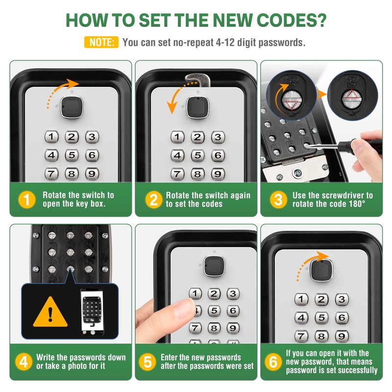 HUANLANG Lock Box for Keys with Code, Waterproof Key Lock