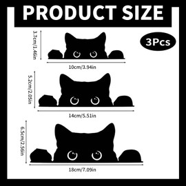 Black Cat Car Stickers Peeking Cat Sticker, Funny Car Bumper Decal Waterproof PVC Sneaky Cat Decal Cartoon Animal Cat Kitten Sticker Car Accessories Decor Decal Laptop Window Cup Luggage (3, B)