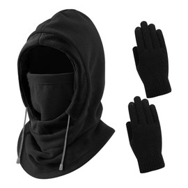 Forhome Knitted Ski Mask, Winter Balaclava for Men and Women, Winter Ski Mask, Windproof Thermal Face Mask for Winter, Outdoor, Sports, Skiing, black