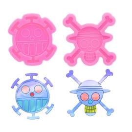 2 moldes de silicona de resina de calavera para insignia, llavero, molde de resina epoxi para joyas y colgantes, agarre de teléfono, molde de silicona para manualidades