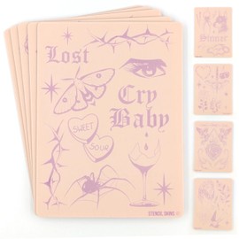 Pre-Printed Tattoo Practice Skins with Stencils | 3mm Fake Skins for Tattooing (5 Pack) | Patchwork Set