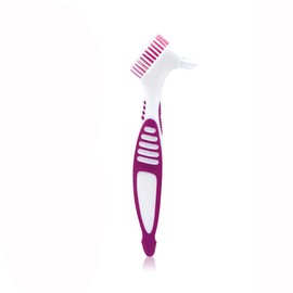 Purple Double Bristle Head Denture Brush Denture Cleaning Brush Portable Cleaning Brush False Teeth Brushes