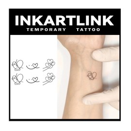 INKARTLINK Temporary Tattoos, 3 Sheets Small Semi Permanent Tattoo, Adult Art Design Temporary Tattoos, Lasts 1-2 Weeks, Waterproof, Realistic Look, No Adhesive (Smile and Love)