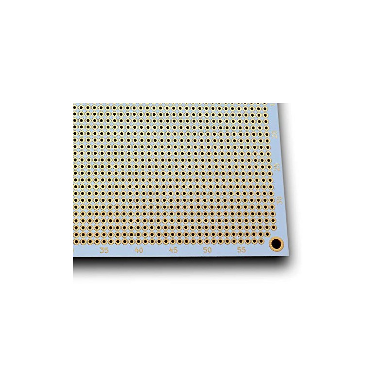 Double sided perforated grid board with round pads.
