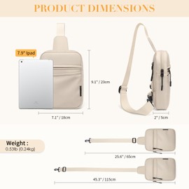 Small Sling Bag for Women and Men, Crossbody Bags Daypack Trendy Fanny Pack Chest Bag with Extended Strap Cross Body Bag for Outdoors Leisure Hiking Travel (Apricot)