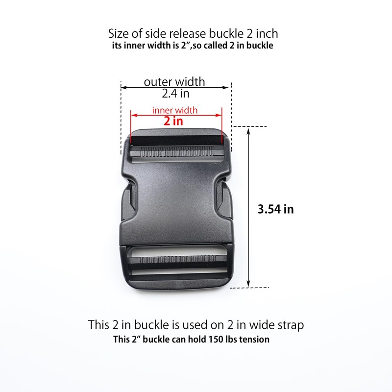 Ahijklmn Quick Side Release Buckles 2" Heavy Duty Plastic Snap