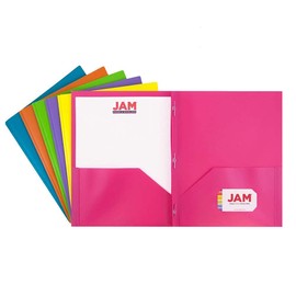 JAM Paper Plastic 2-Pocket Folders - Eco Friendly Folder with Metal Clasps - Assorted Fashion Colors - 6 Folders per Pack