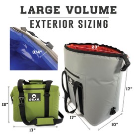 Enthusiast Gear Soft Sided Collapsible Heavy-Duty Wide Mouth Cooler – Waterproof, Leak-Proof Portable Cooler for Camping, Picnics, Beach, Tailgating, Sea Fishing and Road Trips – 24 Cans (Grey)