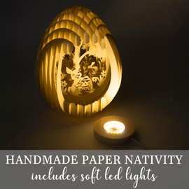 Lighted Easter Egg Centerpieces for Tables Indoor, Paper Easter Decoration for Tabletop, Mantel, Religious Christian Cross Decor, Rabbit Home Decor (Bunny)