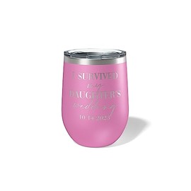 Alterd Industries I Survived My Daughter's Wedding - Wine Tumbler, parent wedding thank you gifts, Father of The Bride, Mother of the Bride, mother of the groom gifts (Lilac)