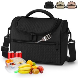 Lubardy Loncheras para Mujer Hombre, Bolsa de Almuerzo Aislada, Lonchera Termica Adultos Impermeable, Lonchera Térmica Almuerzos Portátil Lunchera para Picnic,Oficina, Negro